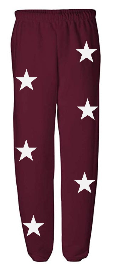 Star Power Maroon Sweats with White Stars