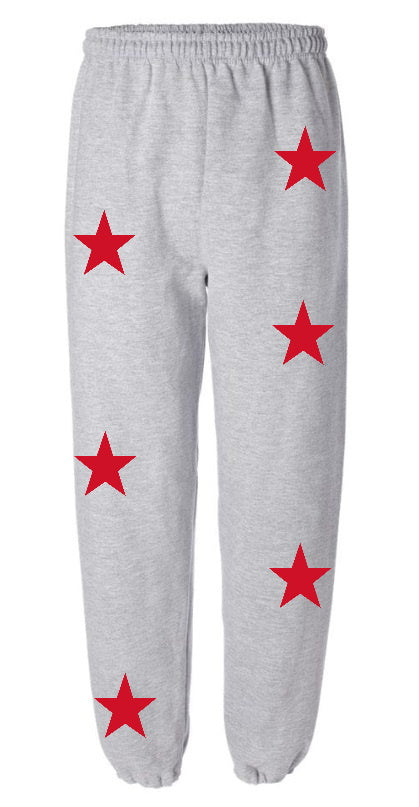 Star Power Grey Sweats with Red Stars