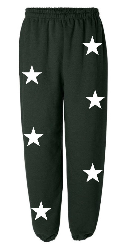 Star Power Green Sweats with White Stars