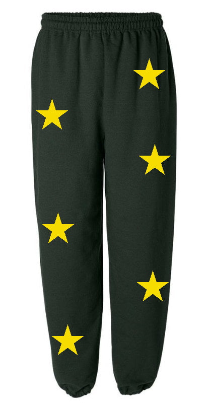 Star Power Forest Green Sweats with Yellow Stars