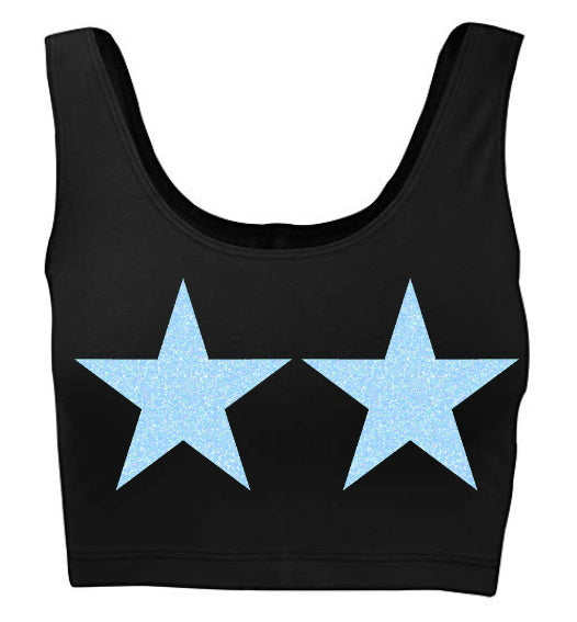 Double Glitter Stars Tank Crop Top (Available in 2 Colors)