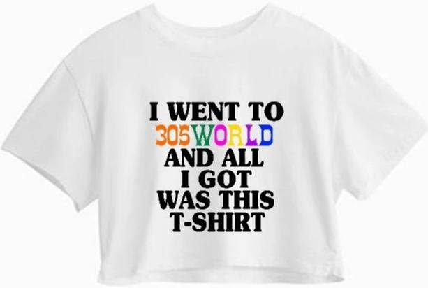I Went To 305World Raw Hem Cropped Tee
