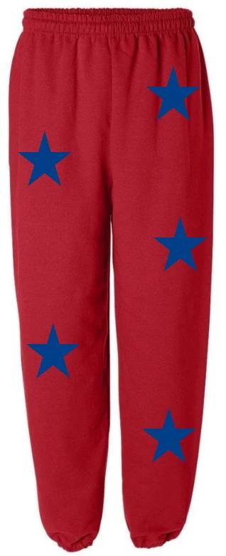 Star Power Red Sweats with Royal Blue Stars