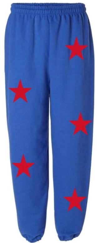 Star Power Royal Blue Sweats with Red Stars