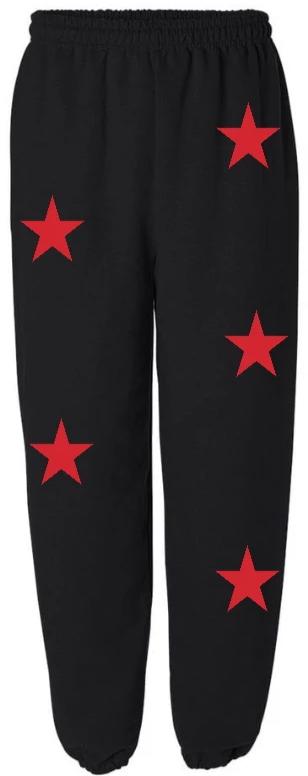 Star Power Black Sweats with Red Stars