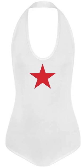 Big Red Star Halter Bodysuit (Available in 2 Colors)