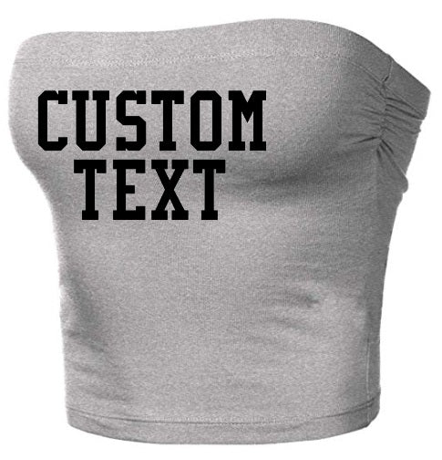Custom Single Color Text Heather Grey Cotton Tube Top