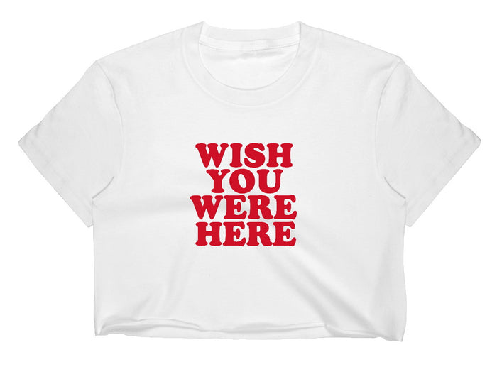 Wish You Were Here Raw Hem Cropped Tee (Available in 2 Colors)