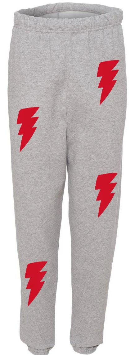 Lightning Grey Sweats with Red Bolts