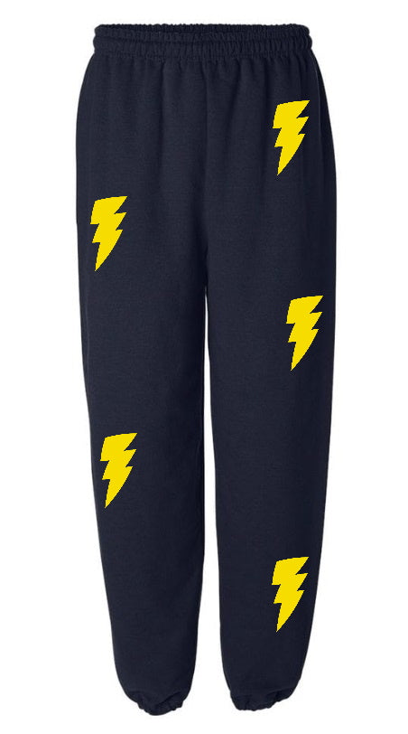 Lightning Navy Sweats with Yellow Bolts