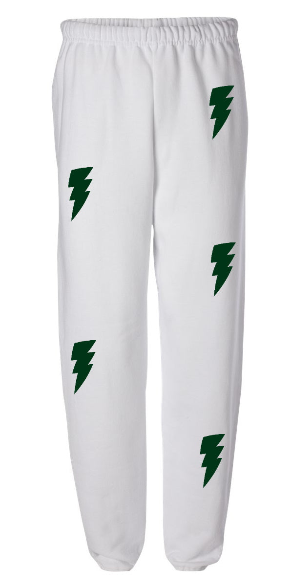 Lightning White Sweats with Green Bolts