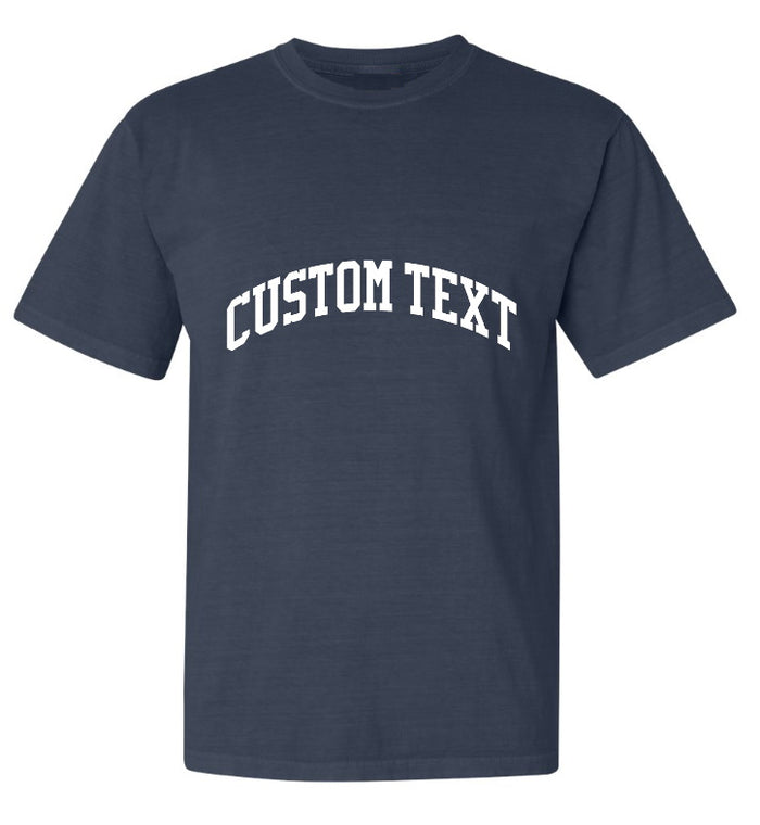 Custom Single Color Arched Text Navy Lazy Girl T-Shirt