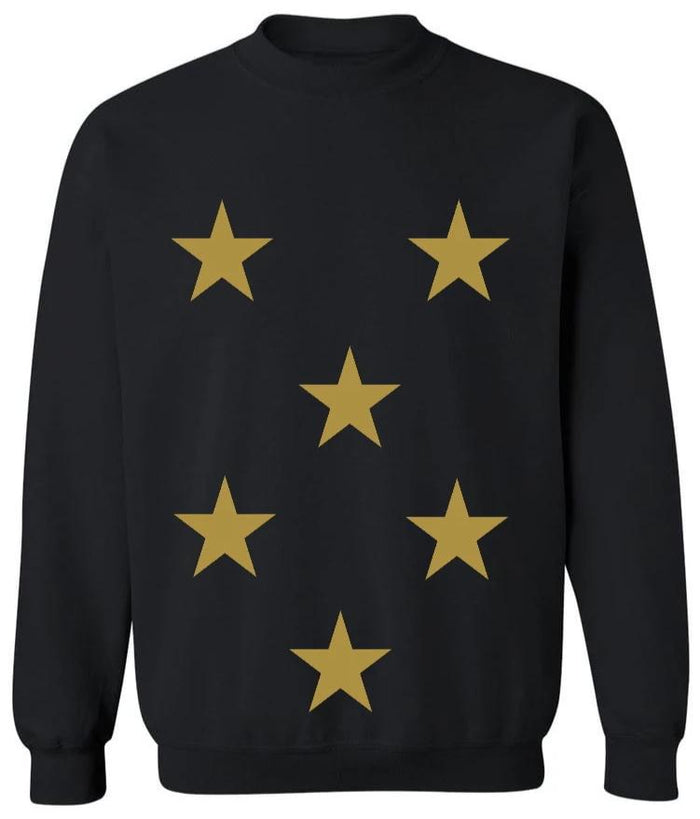 Star Power Black Crewneck with Gold Stars