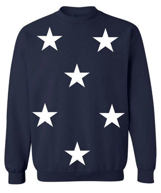 Star Power Navy Crewneck with White Stars