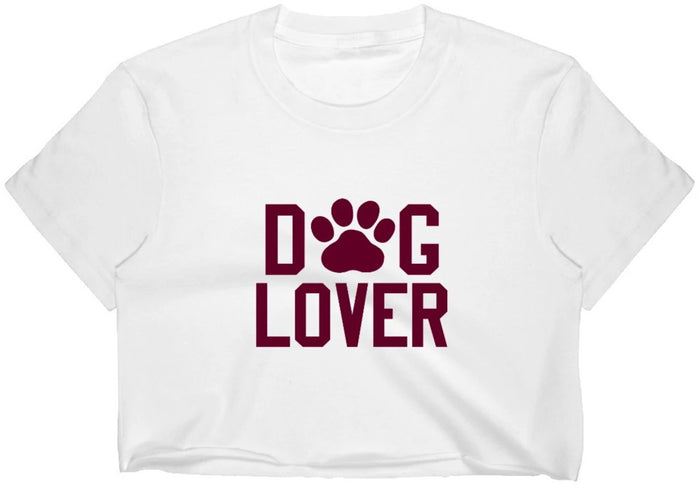 Dog Lover Raw Hem Cropped Tee (Available in 2 Colors)