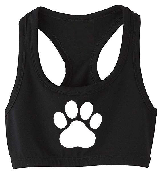 Paw Print Black Racerback Sports Bra