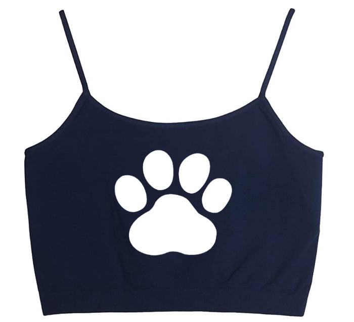 Paw Print Navy Seamless Crop Top