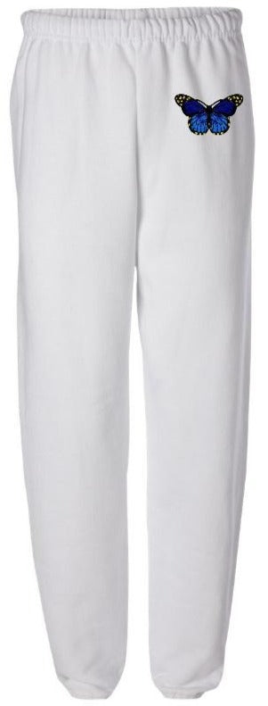 Butterfly Patch White Sweatpants
