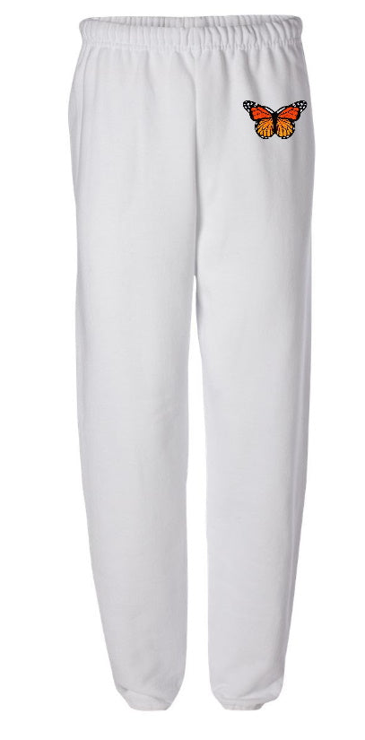 Butterfly Patch White Sweatpants