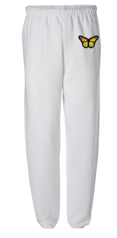 Butterfly Patch White Sweatpants