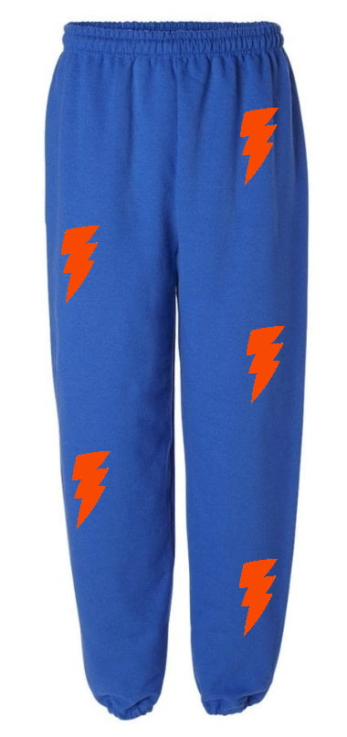 Lightning Royal Blue Sweats with Orange Bolts