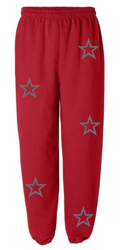 Red Sweats with Grey Stars