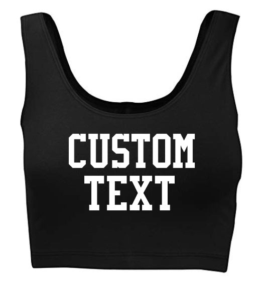 Custom Single Color Text Black Tank Crop Top