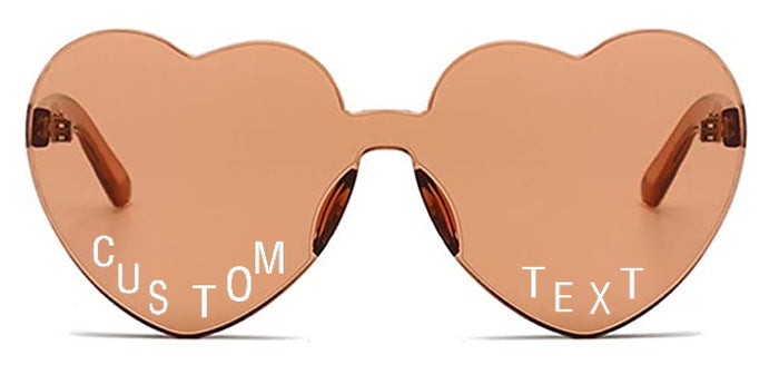 Custom Text Brown Heart Sunglasses