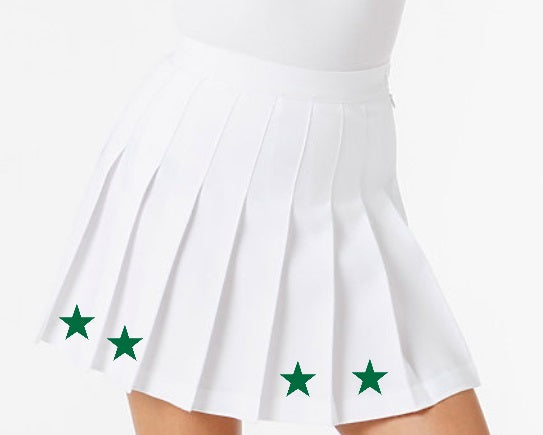 Kelly Green Stars White Pleated Cheer Skirt