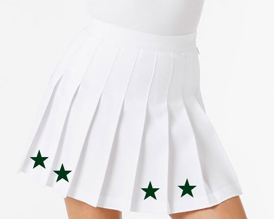 Forest Green Stars White Pleated Cheer Skirt