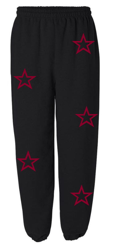 Black Star Sweats with Maroon Stars