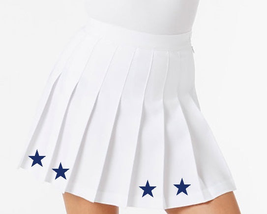 Royal Blue Stars White Pleated Cheer Skirt