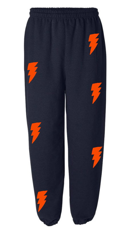 Lightning Navy Sweats with Orange Bolts