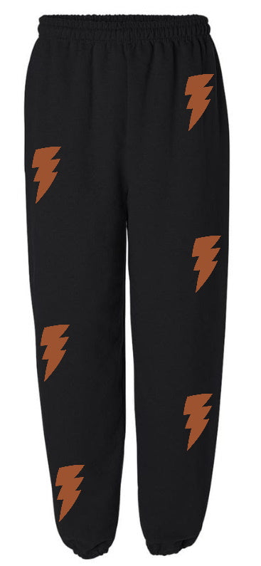 Lightning Black Sweats with Texas Orange Bolts