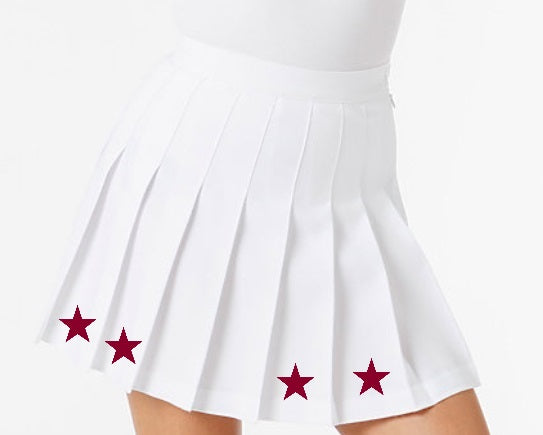 Maroon Stars White Pleated Cheer Skirt