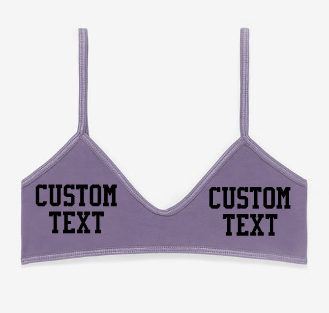 Custom Single Color Text Game Day Bralette (Available in 14 Colors)