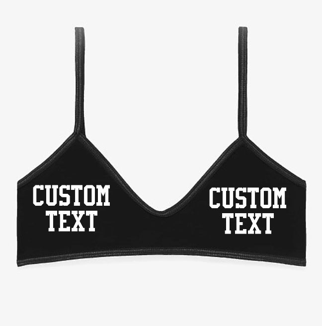 Custom Single Color Text Game Day Bralette (Available in 14 Colors)