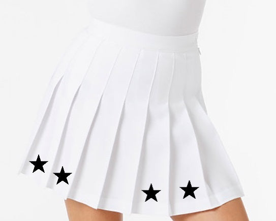 Black Stars White Pleated Cheer Skirt