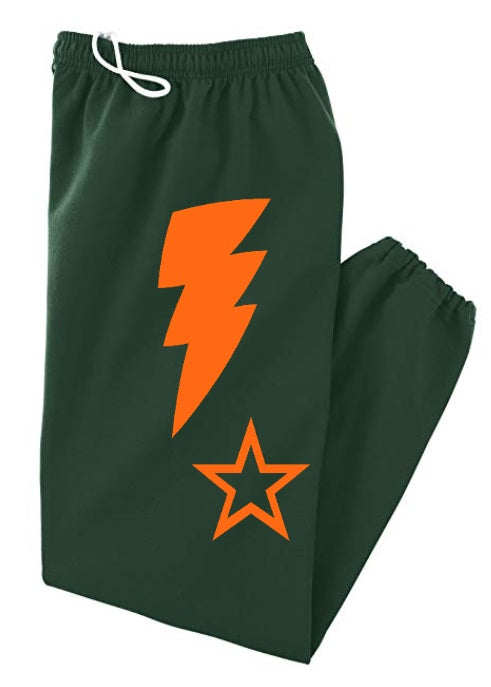 Lightning & Star Forest Green Sweats