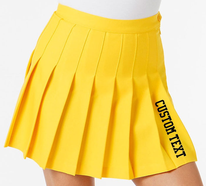 Custom Single Color Text Gameday Bae Classic Yellow Pleated Cheer Skirt