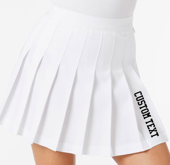 Custom Single Color Text Classic White Pleated Cheer Skirt