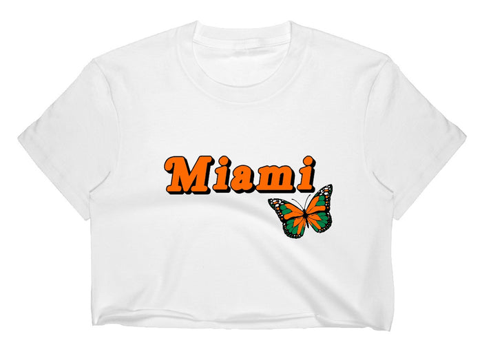 Butterfly Raw Hem Cropped Tee (Available in 2 Colors)