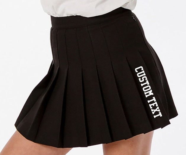 Custom Single Color Text Classic Black Pleated Cheer Skirt