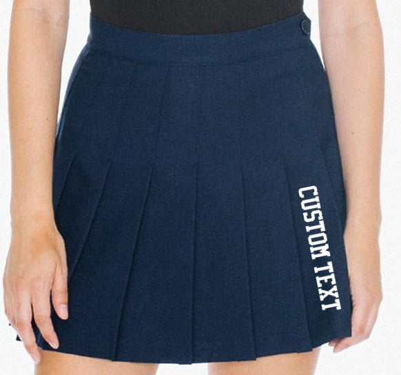Custom Single Color Text Classic Navy Pleated Cheer Skirt