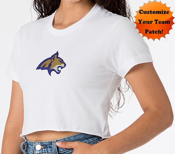 Custom Embroidered Team Patch Raw Hem Crop Tee (Available in 2 Colors)