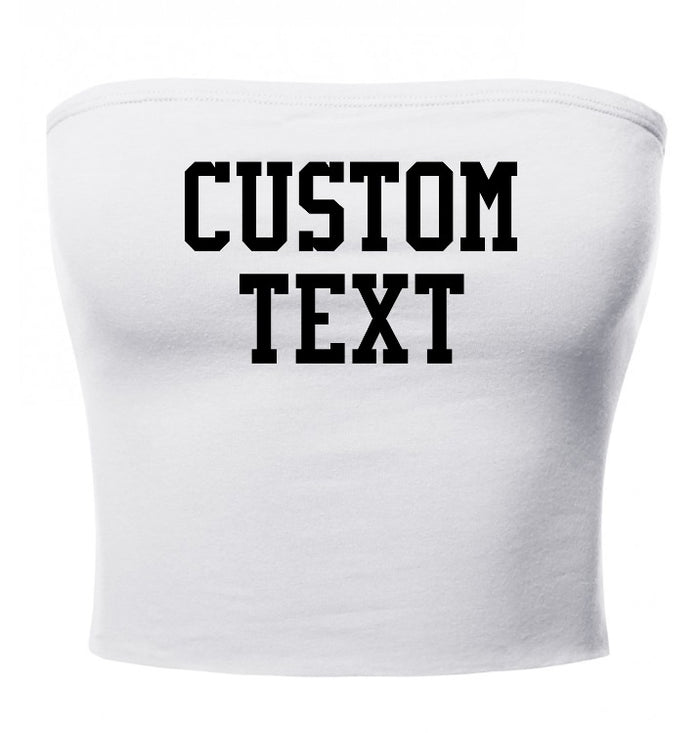 Custom Single Color Text White Cotton Tube Top