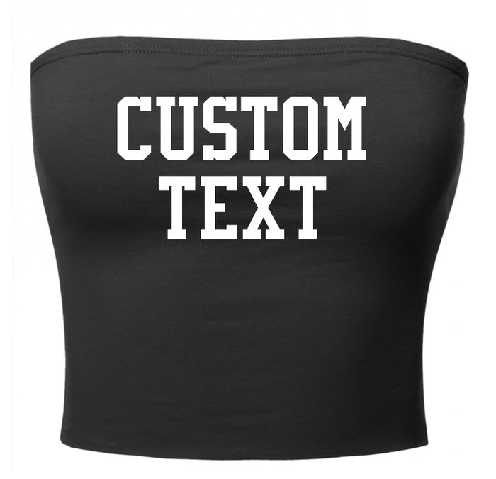 Custom Single Color Text Black Cotton Tube Top