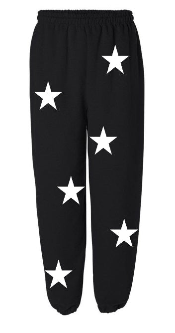 Star Power Black Sweats with White Stars