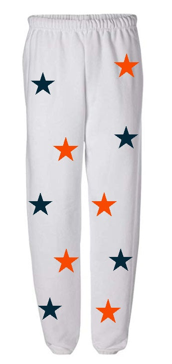 Star Power White Sweats with Orange and Navy Stars