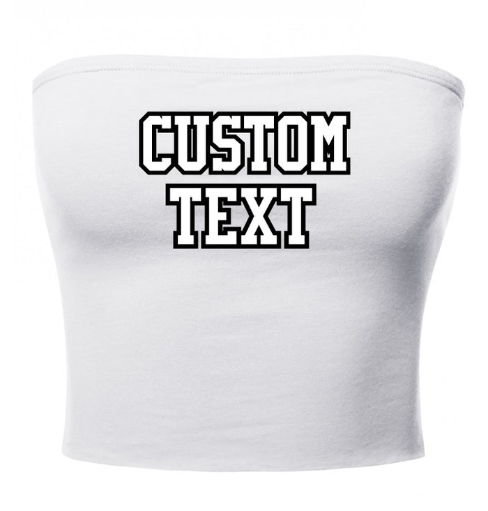 Custom Double Color Text White Cotton Tube Top